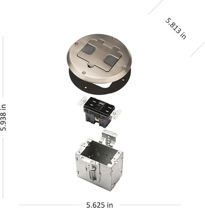 RACO Floor Box Kit 6239ACNI Nickel 15A/125V Duplex Receptacle Outlet - Image 3