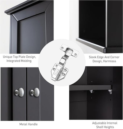 Black Wall Cabinet 24x30 Inch Wooden Over The Toilet Storage Cabinets - Image 5