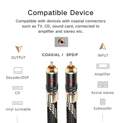 SKW Audiophiles Subwoofer Lock RCA Cable RCA to RCA Multiple Shield - Image 3