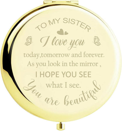 Sister Birthday Gifts Compact Mirror, Sisters Gifts from Sisters, Birthday Gifts for Sister from Brother Friend for Her