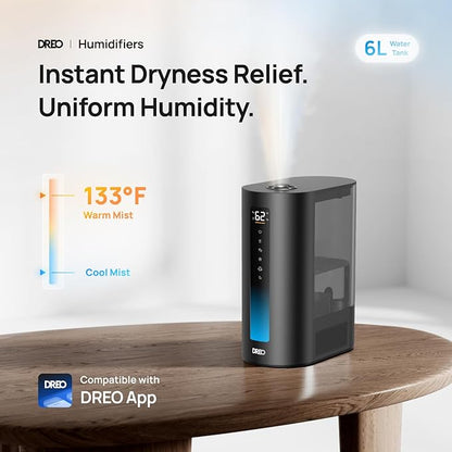 DREO 6L Humidifiers for Bedroom, Smart Warm & Cool Mist for Large Room - Image 2
