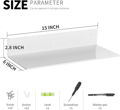4 Pack White Acrylic Floating Shelves 15 Inches, Wall Hanging Bathroom Shelves - Image 3