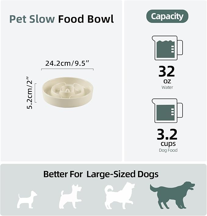 Ceramic 3.2 Cup Slow Feeder Dog Bowl - Image 2