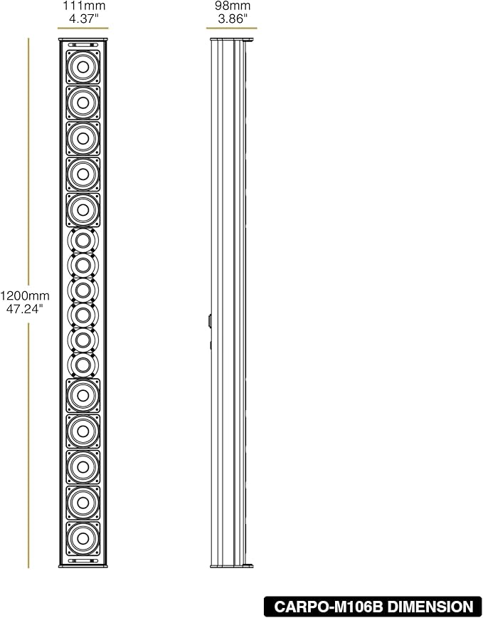 Sound Town Weatherproof Compact Aluminum Line Array Column Speaker - Image 6