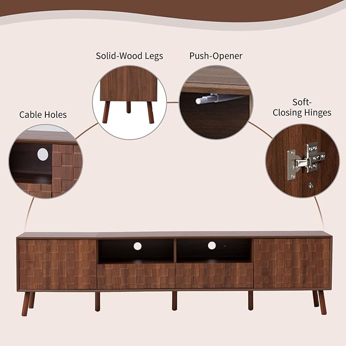 Virubi Mid-Century Modern TV Stand, Entertainment Center - Image 4