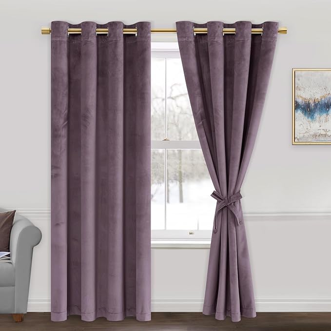 JIUZHEN Lavender Velvet Curtains 72 inches by JIUZHEN