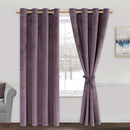 JIUZHEN Lavender Velvet Curtains 72 inches by JIUZHEN