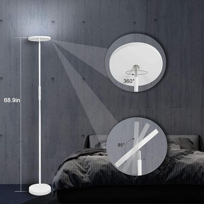 JOOFO Floor Lamp, 30W/2400LM Sky LED Modern Torchiere 3 Color Temperatures - Image 5