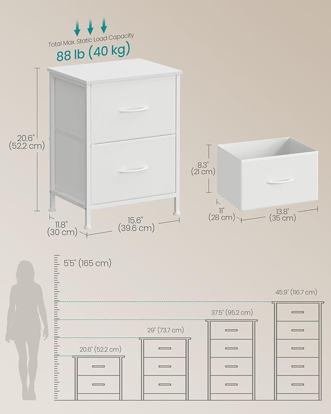 SONGMICS Dresser for Bedroom, Chest of Drawers, Nightstand, 2 Non-Woven Fabric - Image 2