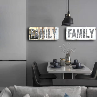 ZOLAPI 2 pcs Letters FAMILY. Crystal Diamond Letters. Silver Mirror Glass Home Decoration for Wall, Fireplace, Bookshelf and Table.