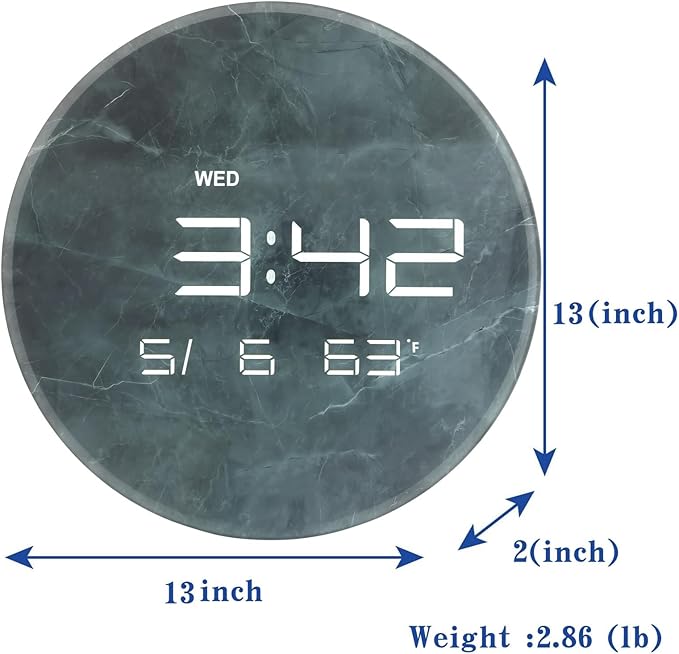 Nbdeal Digital Wall Clock with LED Display, Automatic Dimming, 12/24hr Format - Image 7