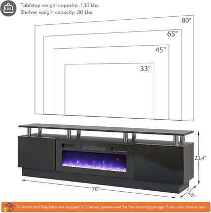 Fireplace TV Stand with 36" Electric Fireplace, Entertainment Center with LED - Image 4