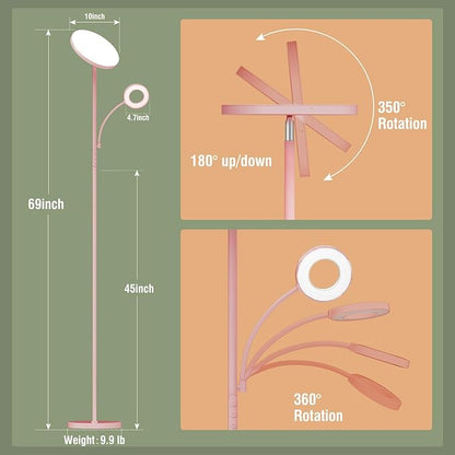 marctronic Pink Floor Lamp, 42W 4000LM Super Bright LED Room Lamp - Image 3