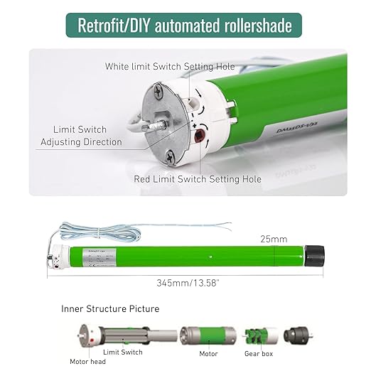 DM25DS 12V Electric Roller Shade Replacement Motor, RV Window Shade Motor - Image 3