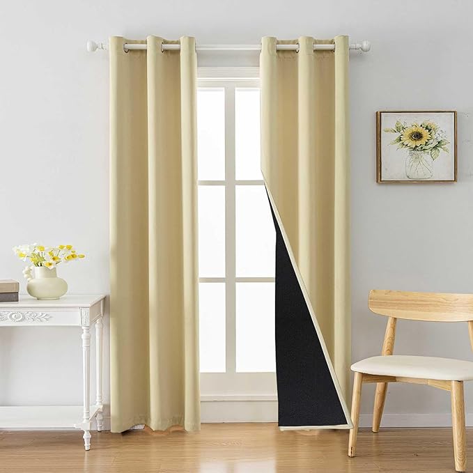 Anytime 100% Blackout Curtain 2 Panels Set, Thermal Insulated Window Drapes by Anytime