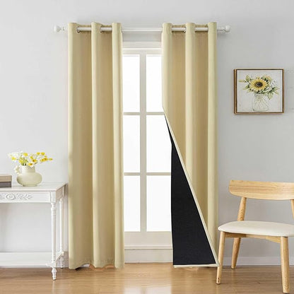 Anytime 100% Blackout Curtain 2 Panels Set, Thermal Insulated Window Drapes by Anytime