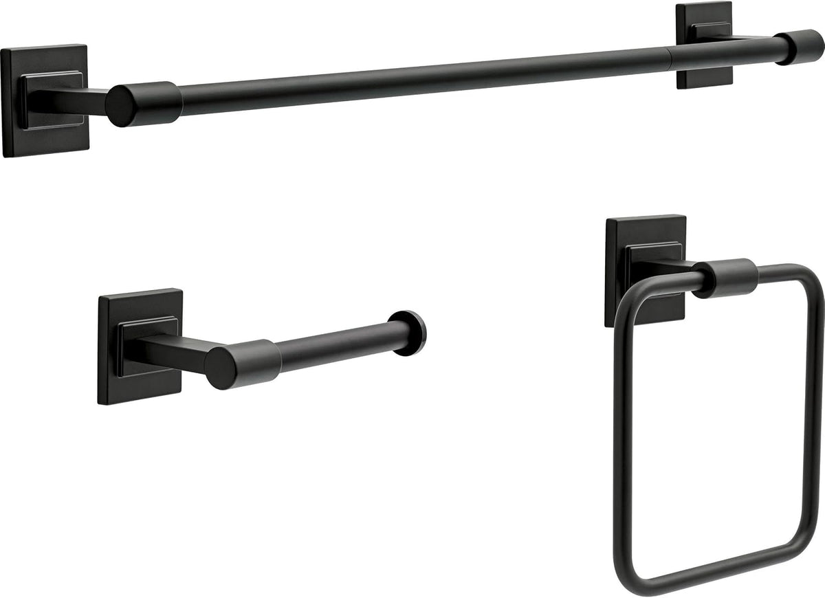 delta faucet mclaren 3-piece bathroom set, matte black, main product view