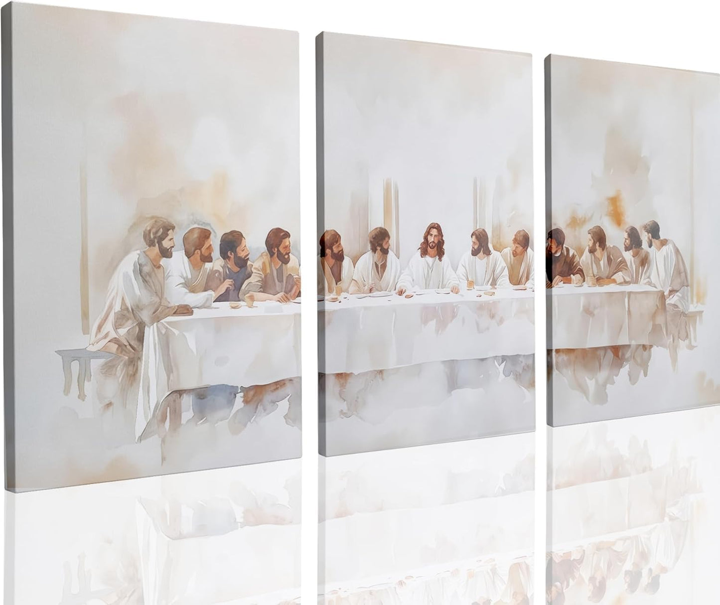 3 Pcs Christian Wall Art The Last Supper Jesus Decor Christ Religion Canvas Wall Decor Jesus Art Pictures Posters Prints Religious Paintings Room Decor for Church Prayer Room Christian Schools Hospitals 24'' x 16''