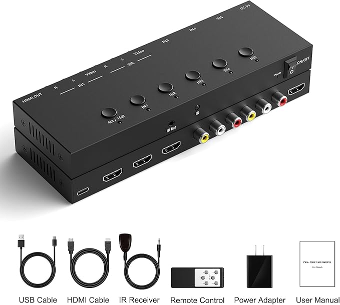 Azduou 2 AV Inputs + 3 HDMI 2.0 Inputs to HDMI Converter - Image 8