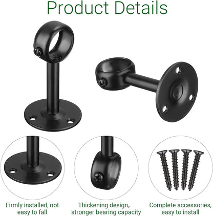 Qunclay 16 Pack 1 Inch Curtain Rod Ceiling Mount Bracket Heavy Duty Flange Closet Rod Holder Wardrobe Pole Holder for Home Kitchen Shelf Wall Window Room with Screws