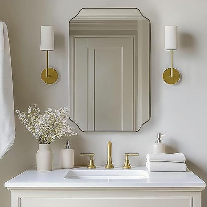 ANDY STAR 26"x38" Gold Mirror, Brushed Brass Scalloped Wall Mirror, Unique by ANDYSTAR