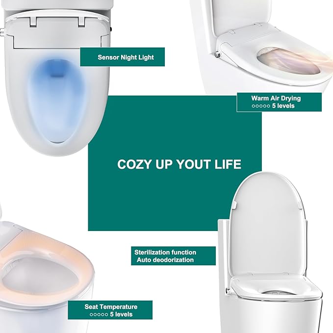 AQUATIZ Elongated Smart Toilet Bidet, Electric Toilet Seat - Image 4