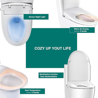 AQUATIZ Elongated Smart Toilet Bidet, Electric Toilet Seat - Image 4
