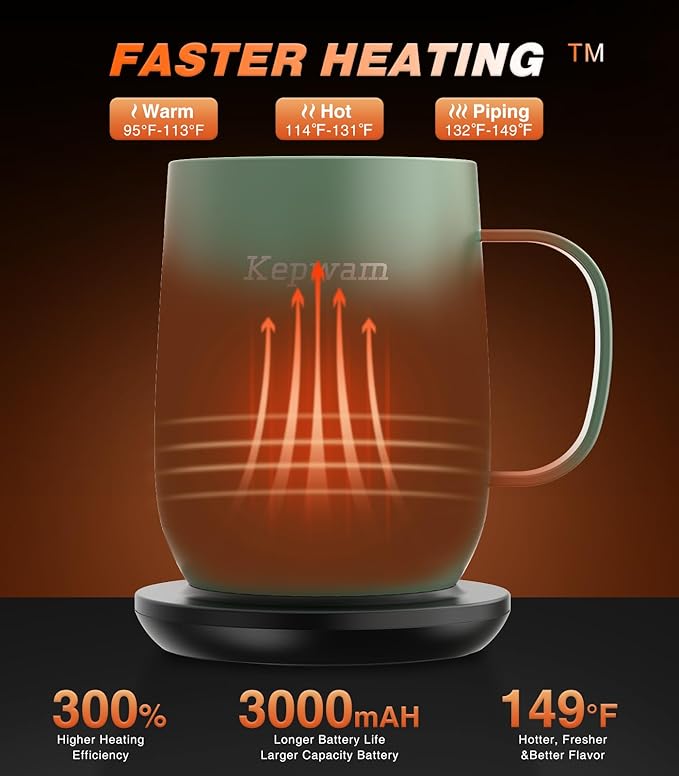 Kepwam Self Heating Coffee Mug T2, 16oz Smart Heated Coffee Mug, 150 Min - Image 2
