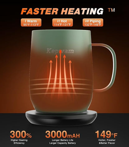 Kepwam Self Heating Coffee Mug T2, 16oz Smart Heated Coffee Mug, 150 Min - Image 2