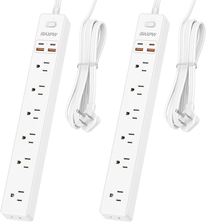 2 Pack Power Strip Surge Protector by Maxpw