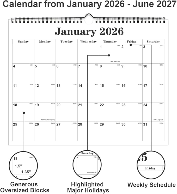 Calendar 2026 - Calendar 2026-2027 from January 2026 to June 2027, Spiral - Image 2