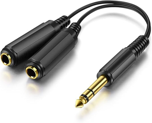 ICESPRING 1/4" 6.35mm Stereo Plug/Male to Dual 1/4" 6.35mm Jack/Female Splitter by OBVIS