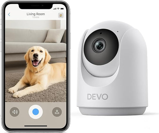 Devo Indoor Smart Cameras for Home Security 2K, 360 Pan-Tilt Human Pet Dog Baby by DEVO