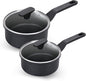 Nonstick Sauce Pan with Lid, 1.5Qt & 2Qt Set, PFOA Free, Kitchen Pots Induction by Cookingmorerejoicingmore