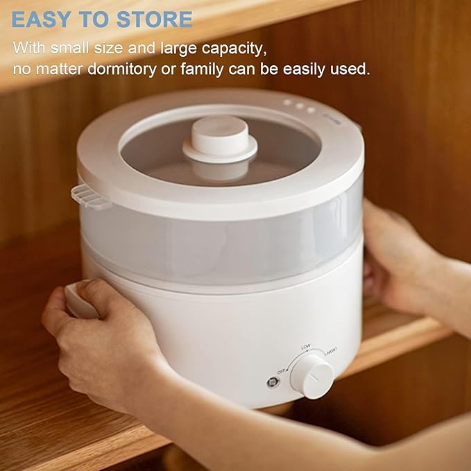 Electric Steamer for Cooking, 2L Ceramic Glaze Non-stick Pot, Dual Power - Image 6