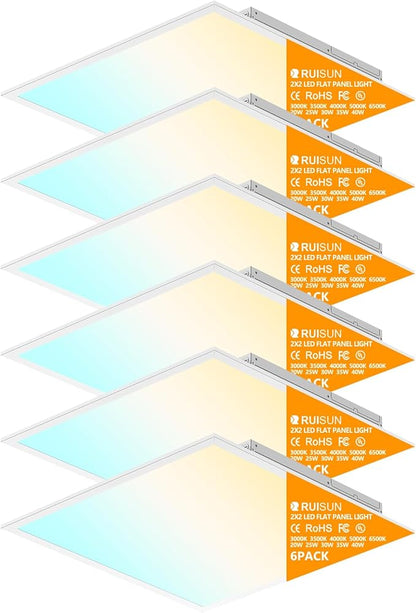 6 Pack 2x2 LED Flat Panel Light Drop Ceiling Office Fixture, Surface Mount Drop by Unknown