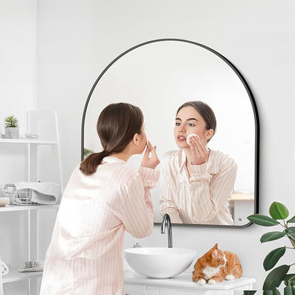 Arched Bathroom Mirror, Wall Mounted Mirror, Vanity Wall Mirror Metal Frame - Image 3