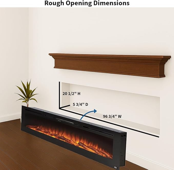 Touchstone Smart Electric Fireplace-The Sideline 100" Wide-in Wall Recessed - Image 3