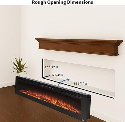 Touchstone Smart Electric Fireplace-The Sideline 100" Wide-in Wall Recessed - Image 3