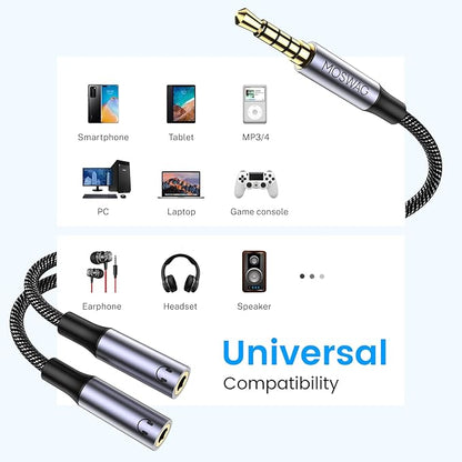 MOSWAG Headphone Splitter for 2 TRRS Headphones, 3.5mm Male to 2 Female Audio - Image 4
