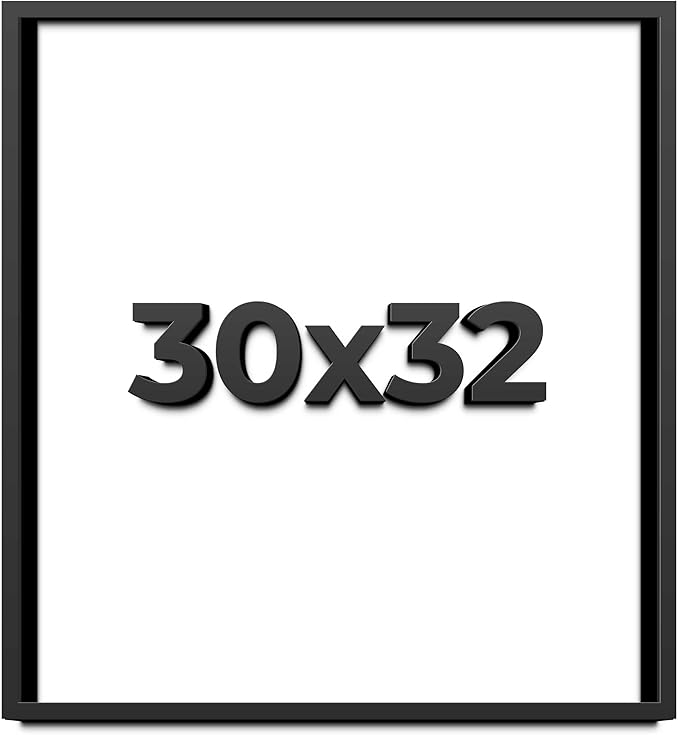 30x32 Shadow Box Frame Black | 1 Inch Deep Solid Wood Shadowbox Display Frame | by CustomPictureFrames