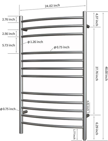 HEATGENE Towel Warmer Gun Grey, Electric Hot Towel Rails, Wall-Mounted Large 12 - Image 4