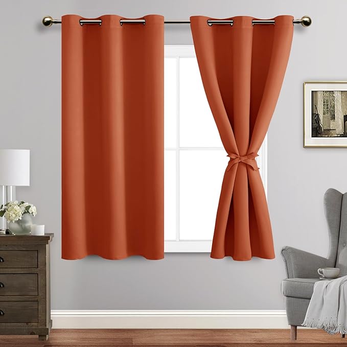 JIUZHEN Blackout Curtains with Tiebacks by JIUZHEN