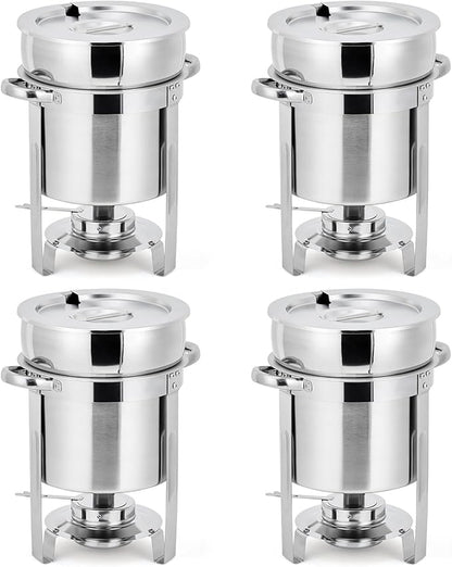 GarveeHome 11QT Soup Chafer Set of 4, Stainless Steel Round Soup Warmer by GarveeHome