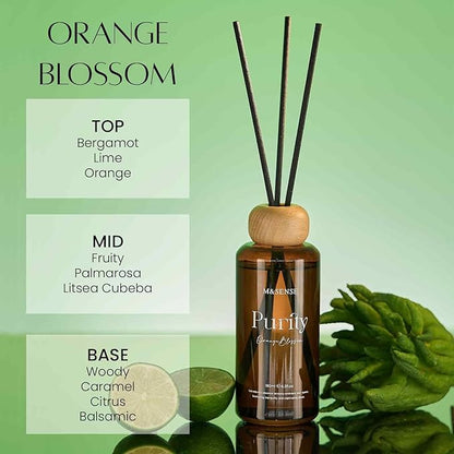 M&SENSE Orange Blossom Reed Diffuser: 6.3 fl oz Non-Toxic Aroma Set - Image 2