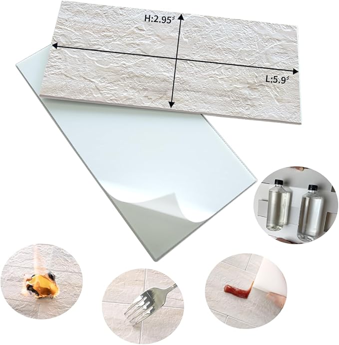 AULIGET 100-Piece Beige Slate Peel and Stick Backsplash Wall Tiles, Laundry Room - Image 5