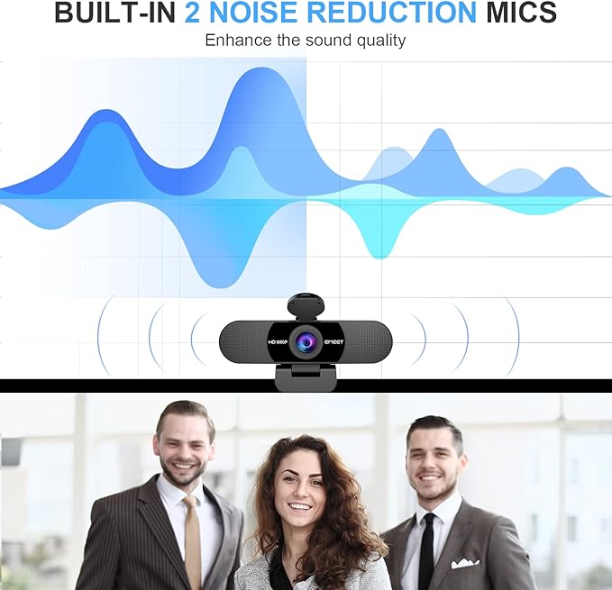 EMEET 1080P Webcam with Microphone, C960 Web Camera, 2 Mics Streaming Webcam - Image 3