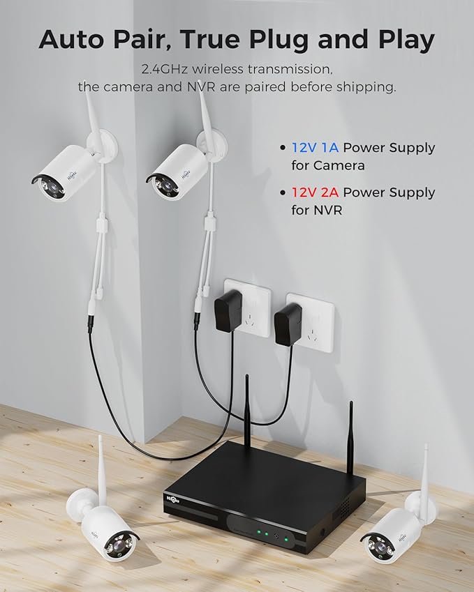 Hiseeu Wireless Pro WiFi Security Camera System, 16CH 4K NVR Kit, Plug-in - Image 2
