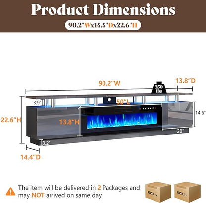 AMERLIFE 90" 2 Tier Fireplace TV Stand - Image 6