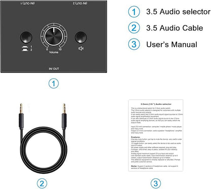 3.5mm Stereo Audio Switch Audio Switcher Passive Speaker Headphone Manual - Image 7